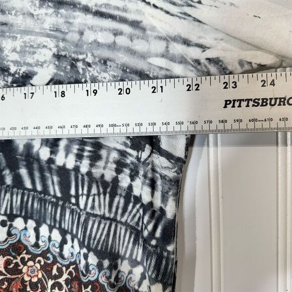 OneWorld 1X Boho Embroidered Tunic Top Tie-Dye Tribal Print Asymmetrical Hem - Picture 3 of 9